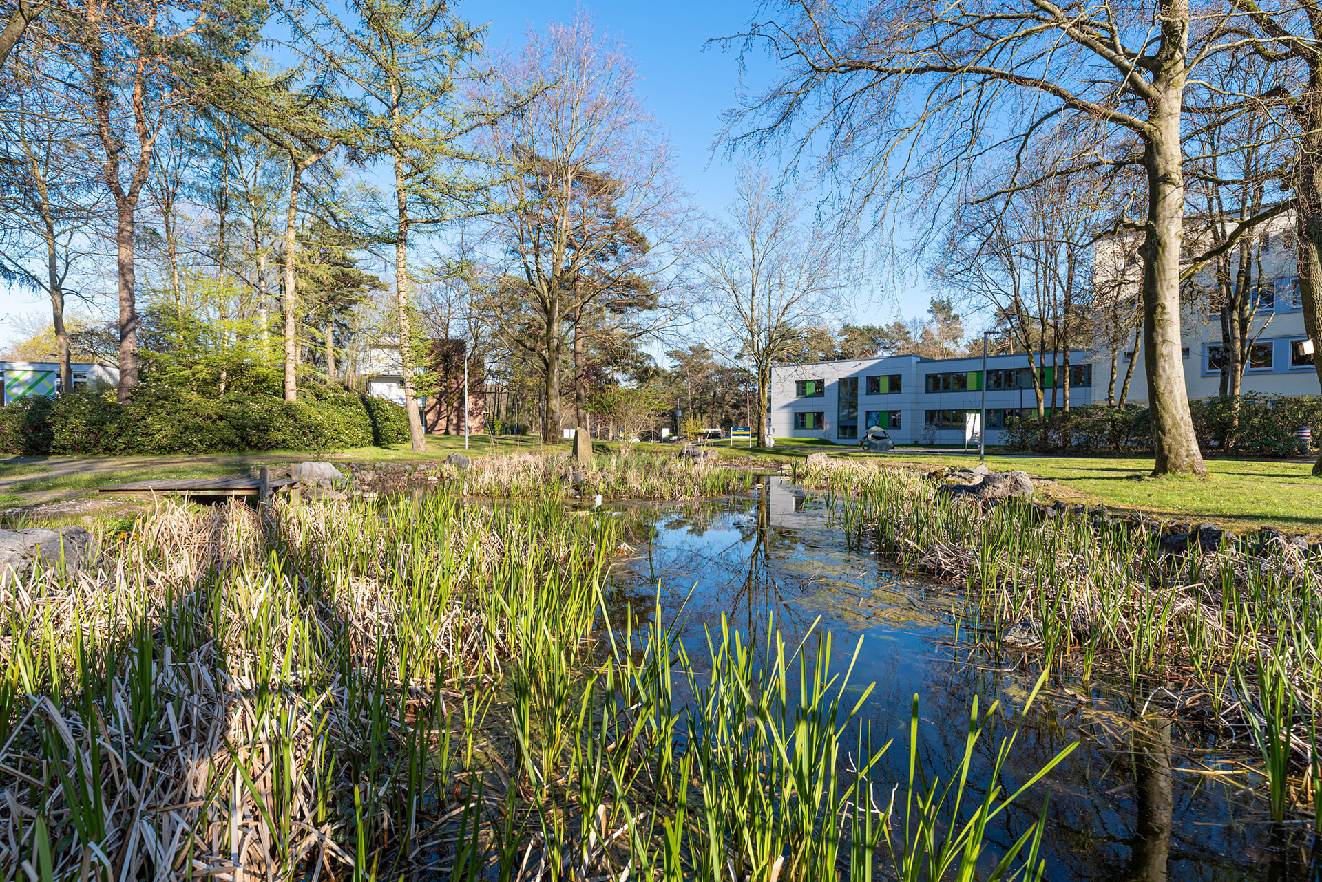 Das Bild zeigt das Hauptgebäude des LWL-Klinikums für Kinder- und Jugendpsychiatrie Marl - Dortmund - Haardklinik