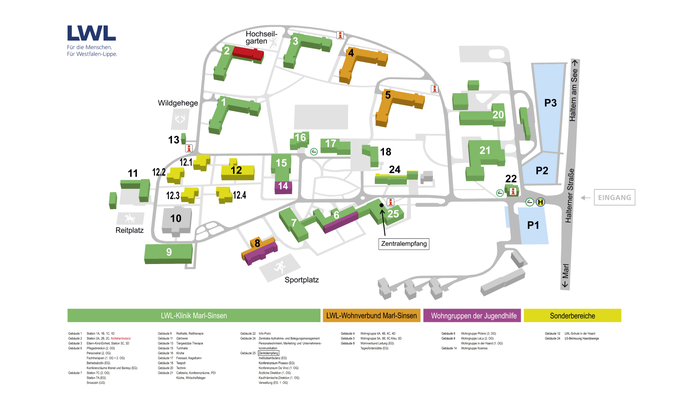Lageplan der LWL-Klinik in Marl