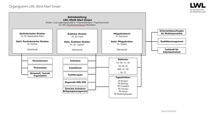 Das Bild zeigt das Organigramm der Klinik
