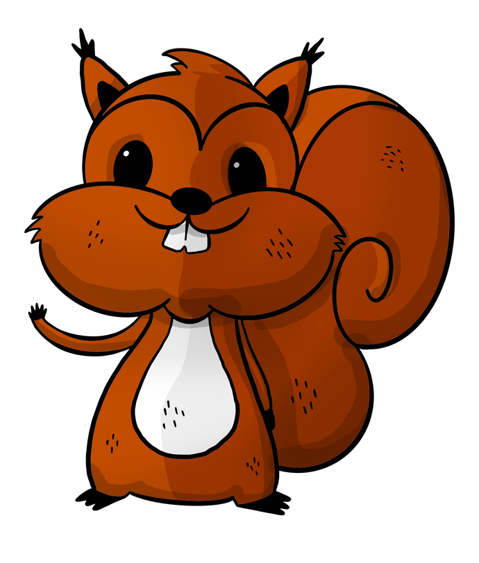 Das Bild zeigt das Maskottchen Marli, ein kleines Eichhörnchen, das freundlich winkt.