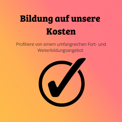 Das Bild zeigt ein Symbol für "Richtig" in einem Kreis. Darüber steht "Bildung auf unsere Kosten"